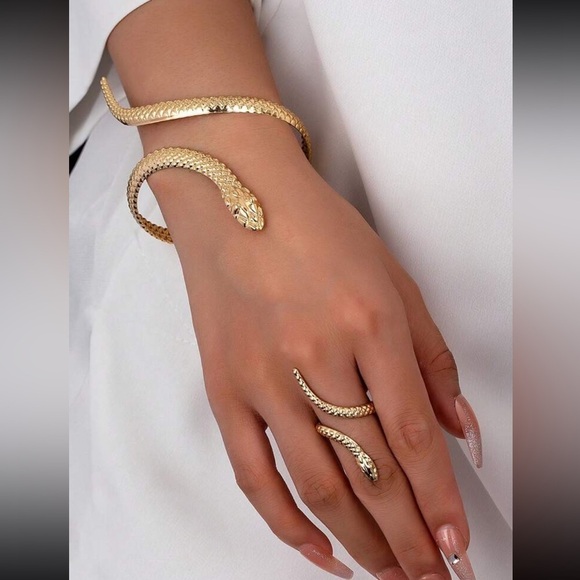 Anthropologie Serpenti Gold Snake Ring&Bracelet Set - Picture 6 of 9